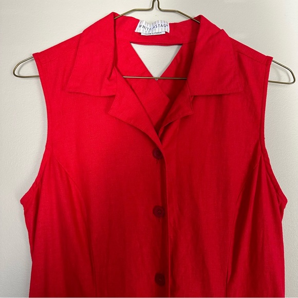 Linen Red Summer Maxi Dress Size S White Stag - Picture 4 of 6